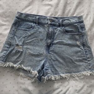 Celebrity Pink Light Blue Distressed Jean Shorts